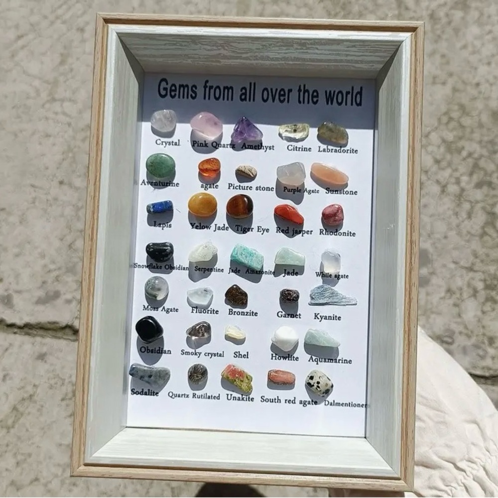 Natural Gemstone Display Frame - White - Picture 2 of 3
